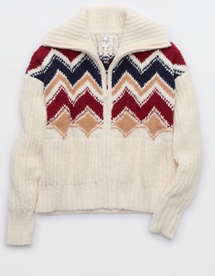 OFFLINE By Aerie Marshmallow Moves Graphic Full Zip Sweater