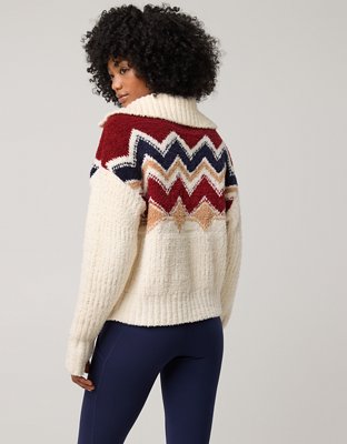 OFFLINE By Aerie Marshmallow Moves Graphic Full Zip Sweater