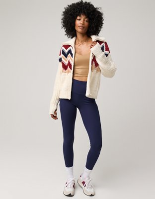 OFFLINE By Aerie Marshmallow Moves Graphic Full Zip Sweater