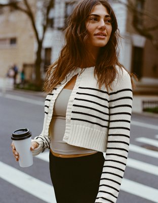 OFFLINE By Aerie Striped Cardigan Sweater