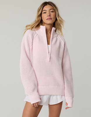 OFFLINE By Aerie Cool Down Quarter Zip Waffle Sweater