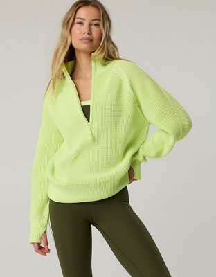 OFFLINE By Aerie Cool Down Quarter Zip Waffle Sweater | OFFLINE