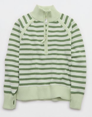 OFFLINE By Aerie Cool Down Quarter Zip Waffle Sweater