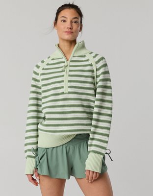 OFFLINE By Aerie Cool Down Quarter Zip Waffle Sweater