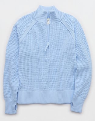 OFFLINE By Aerie Cool Down Quarter Zip Waffle Sweater