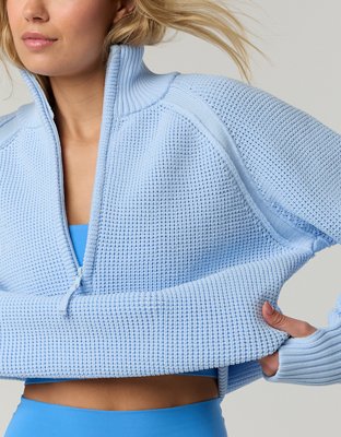 OFFLINE By Aerie Cool Down Quarter Zip Waffle Sweater