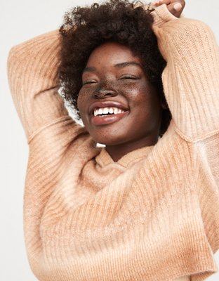 OFFLINE By Aerie Ribbed Cropped Sweater Hoodie