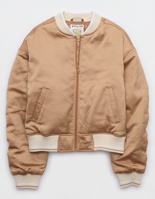 OFFLINE By Aerie Cropped Satin Bomber Jacket