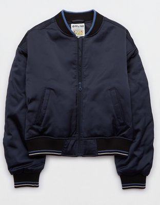 OFFLINE By Aerie Cropped Satin Bomber Jacket
