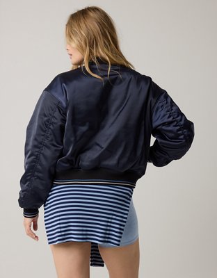 OFFLINE By Aerie Cropped Satin Bomber Jacket
