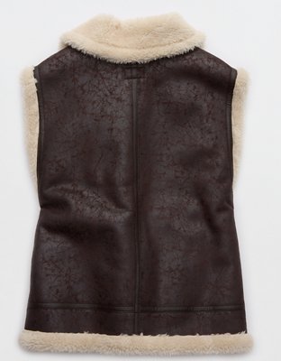 OFFLINE By Aerie Faux Leather Sherpa Vest