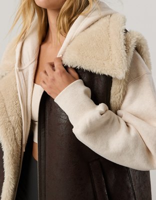 OFFLINE By Aerie Faux Leather Sherpa Vest