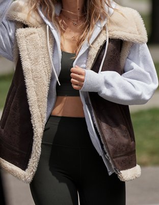 OFFLINE By Aerie Faux Leather Sherpa Vest