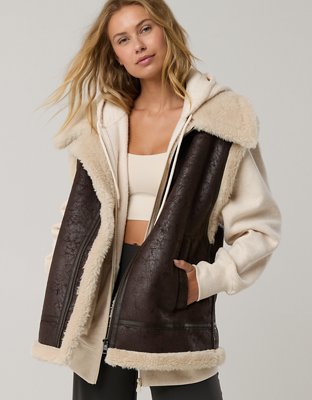 OFFLINE By Aerie Faux Leather Sherpa Vest