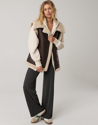 OFFLINE By Aerie Faux Leather Sherpa Vest