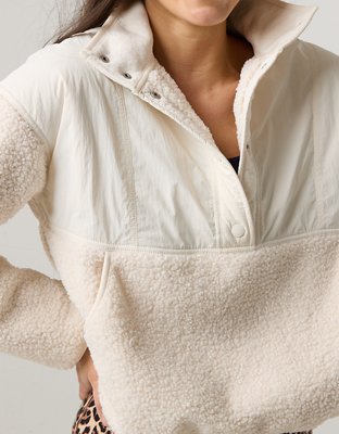 OFFLINE By Aerie Fluff Love Quarter Snap Sherpa Jacket