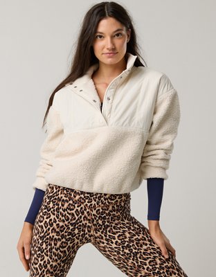 OFFLINE By Aerie Fluff Love Quarter Snap Sherpa Jacket