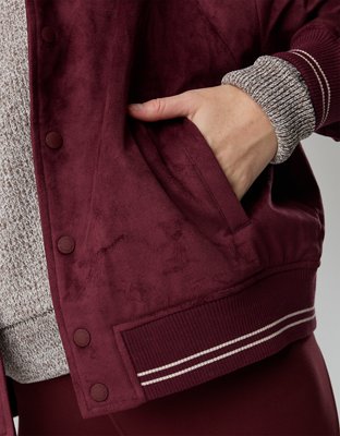 OFFLINE By Aerie Suede Bomber Jacket