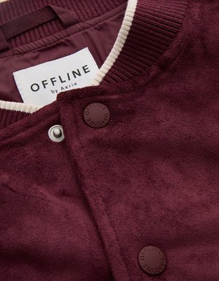 OFFLINE By Aerie Suede Bomber Jacket