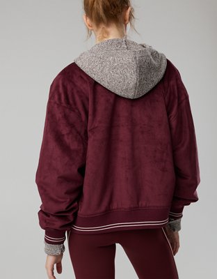 OFFLINE By Aerie Suede Bomber Jacket