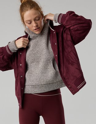 OFFLINE By Aerie Suede Bomber Jacket