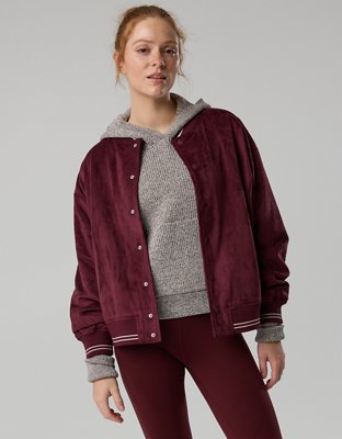 OFFLINE By Aerie Suede Bomber Jacket