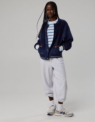 OFFLINE By Aerie Suede Bomber Jacket