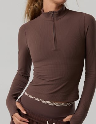 Женские куртки Offline By Aerie Real Me Xtra Rib Quarter Zip, цвет: Relic — фото 1