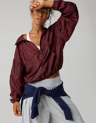新品未使用　アエレ　aere sheer chambray half coat OFFLINE By Aerie Ruched Nylon Quarter Zip | OFFLINE