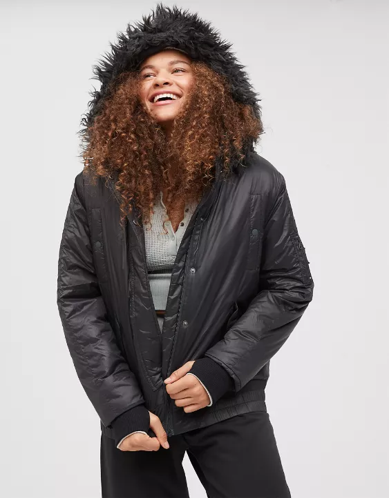 OFFLINE By Aerie Sherpa Lined Hooded Puffer