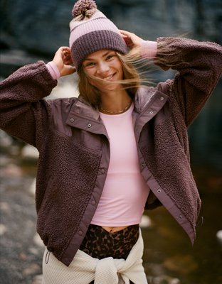 OFFLINE By Aerie Fluff Love Full Snap Jacket
