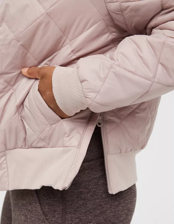 OFFLINE By Aerie Sherpa Lined Puffer Bomber Jacket