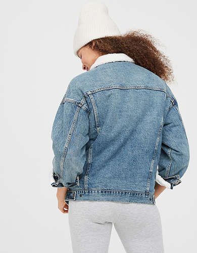 AE For  OFFLINE By Aerie Denim Sherpa Lined Jacket
