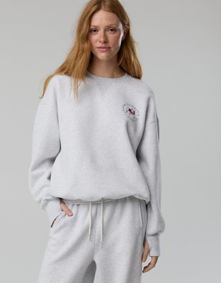 Женские толстовки Georgia Bulldogs Offline By Aerie Crewneck, цвет: Светлый меланжевый серый — фото 5