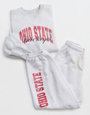 Женские толстовки Ohio State Buckeyes Offline By Aerie Crewneck, цвет: Светлый меланжевый серый — фото 8