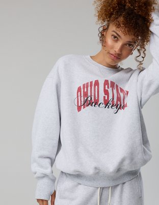 Женские толстовки Ohio State Buckeyes Offline By Aerie Crewneck, цвет: Светлый меланжевый серый — фото 6