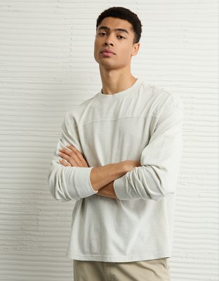 AE Long-Sleeve Boxy Sueded Jersey T-Shirt