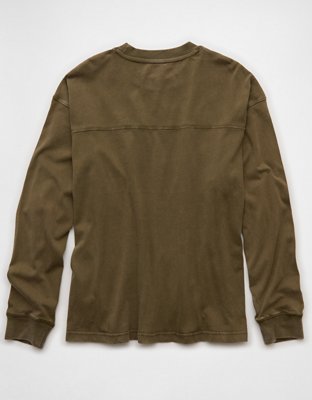AE Long-Sleeve Boxy Sueded Jersey T-Shirt | American Eagle