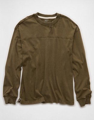 AE Long-Sleeve Boxy Sueded Jersey T-Shirt | American Eagle