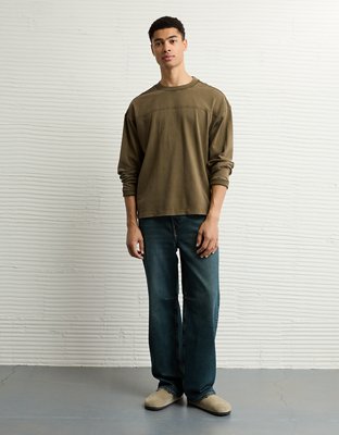 AE Long-Sleeve Boxy Sueded Jersey T-Shirt
