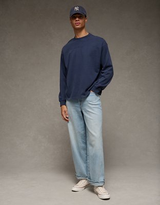 AE Long-Sleeve Boxy Sueded Jersey T-Shirt