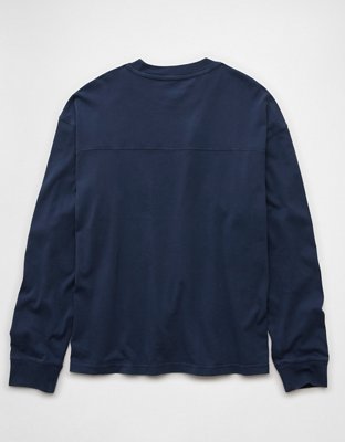 AE T-shirt Recta Manga Larga de Tejido de Punto de Gamuza
