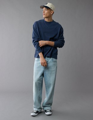 AE Long-Sleeve Boxy Sueded Jersey T-Shirt