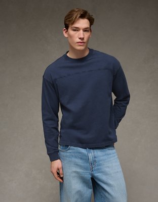 AE Long-Sleeve Boxy Sueded Jersey T-Shirt