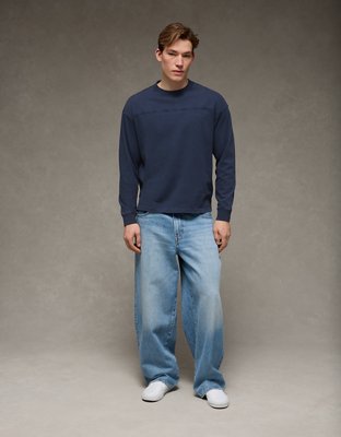 AE Long-Sleeve Boxy Sueded Jersey T-Shirt