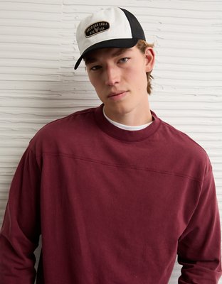 AE Long-Sleeve Boxy Sueded Jersey T-Shirt