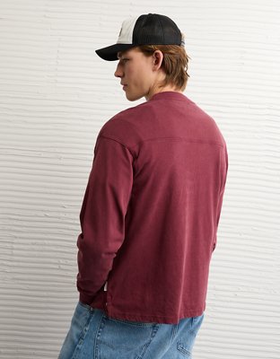 AE Long-Sleeve Boxy Sueded Jersey T-Shirt