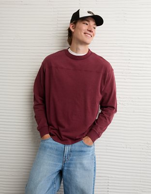 AE Long-Sleeve Boxy Sueded Jersey T-Shirt