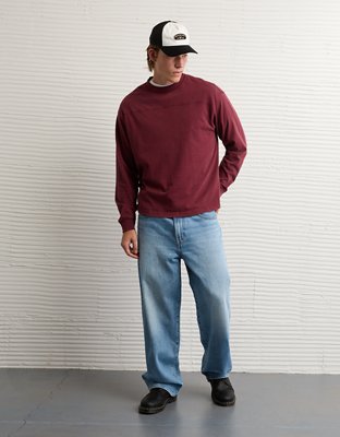 AE Long-Sleeve Boxy Sueded Jersey T-Shirt