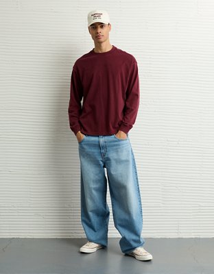 AE Long-Sleeve Boxy Sueded Jersey T-Shirt